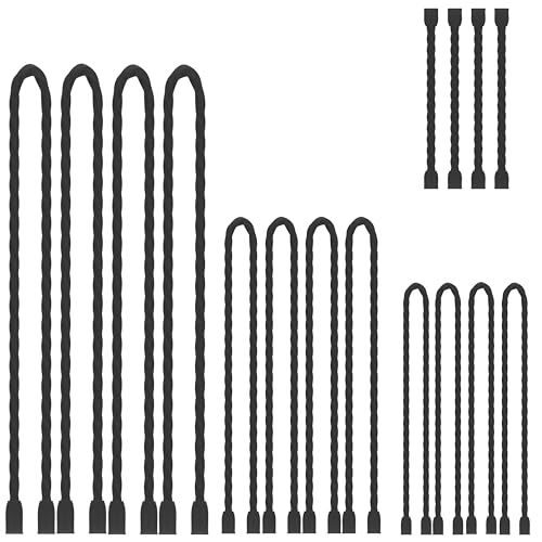 16Pcs 3-24Inch Silicone Cable Ties Reusable Steel-Core Silicone Twist Colorful Cable Tie Straps for Bundling and Organizing, Bendable Holder Strap for Indoor and Out All Purpose, Black - color: Black, size: 3-24 Inch