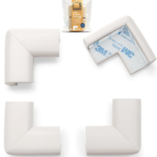 Roving Cove HeftyFit Corner Protector for Baby (4 Large Corners), Heavy-Duty Soft Rubber Foam Furniture Corner Bumper Guards, 3M Adhesive Pre-Taped, Oyster White (Off White) - color: Oyster White, size: Large 4 Count (Pack of 1)