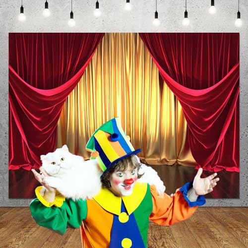 Golden and Red Curtains 3D Rendering Theater Stage Theme Photography Backdrops Wedding Birthday Party Decor Photo Background Banner Photo Studio Props 8x6FT - size: 8x6FT(240CM X 180CM)