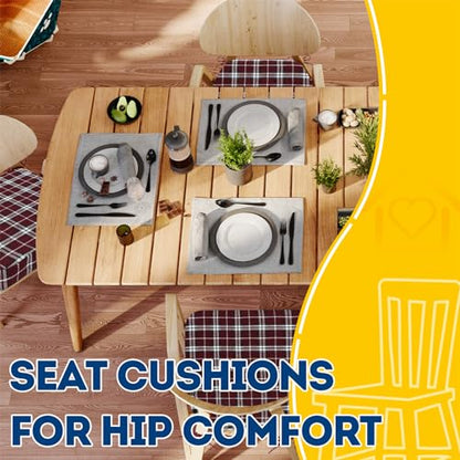 AAAAAcessories D-Shaped Chair Cushions, 2" Thick Dining Chair Pads with Ties and Removable, Machine-Washable Cover, 17" x 16", Set of 4, Red Checkered - color: Red Checkered, size: 4 Count(Pack of 1)