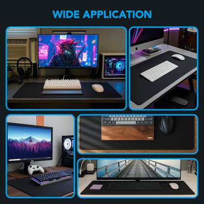 Large Mouse Pad, Desk Mat with Non-Slip Rubber Base, Waterproof Gaming Mousepad with Stitched Edges, XXL Computer Long Keyboard Mouse Mat for Gamer, Office & Home, 31.5" x 15.7", Black - color: Black, size: 31.5" x 15.7"