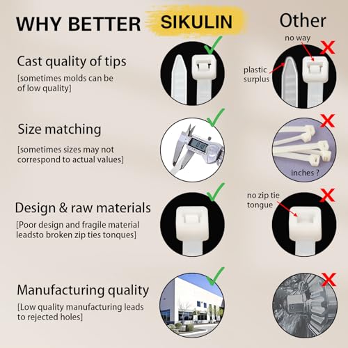 Small Zip Ties 4 Inch, 500 Pack, Mini White Cable Ties for Electronics, Wires, Nylon/Plastic Clear Zip Ties for Home Improvement, Office & Outdoor Use, 18lb Tensile Strength. - size: 4" (500 Pack)