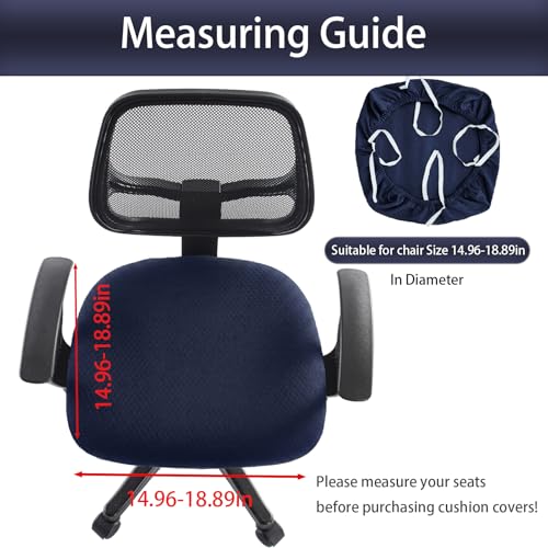 Stretch Jacquard Office Chair Cover, Removable Washable Desk Chair Cover, Anti-dust Seat Cushion Protectors - Navy - color: Navy, size: Chair Seat Cover