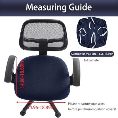 Stretch Jacquard Office Chair Cover, Removable Washable Desk Chair Cover, Anti-dust Seat Cushion Protectors - Navy - color: Navy, size: Chair Seat Cover