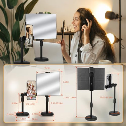 WICBRO Desktop Phone Rear Camera Selfie Stand Set, Under The Premise of Ensuring That The Phone Screen can be Seen, Use Rear Camera to Record The Front,Perfect for Selfie & TikTok & Live Streaming