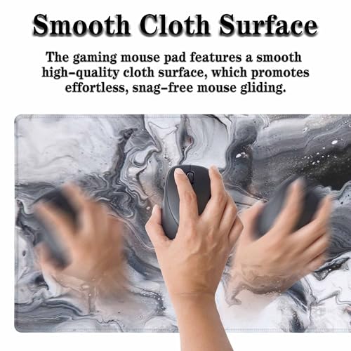Marble Abstract Art Gaming Mouse Pad Fluid Art Black and White Modern Large Full Desk Keyboard Mousepad for Computer,Home,Office 35.4"X15.7" - color: Marble Abstract Art