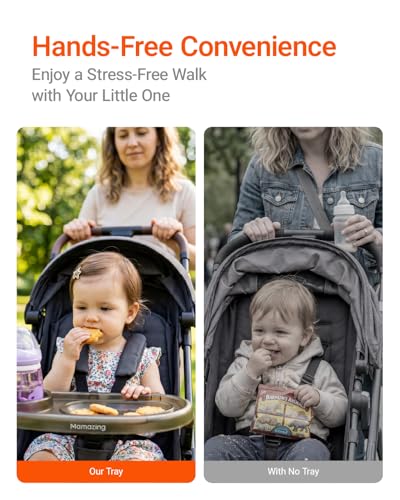 Mamazing 3 in 1 Universal Stroller Snack Tray with Cup & Phone Holder | Stroller Accessory Fits UPPAbaby Vista/Cruz, Nuna TRVL, Ultra Air, Air Lux & More Folds with Stroller for Easy Travel