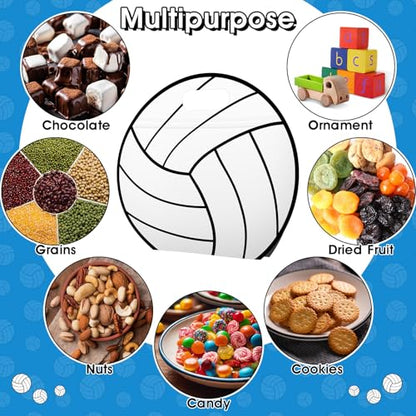AKAIXI 24pcs 3.5Mil Thickened Volleyball Gift Bags Reusable Sealed Bags | with Handle Stand-up Volleyball Treat Bags for Volleyball Coach Team and Volleyball Mom, Party Favor Birthday Gifts Supplies - color: Volleyball