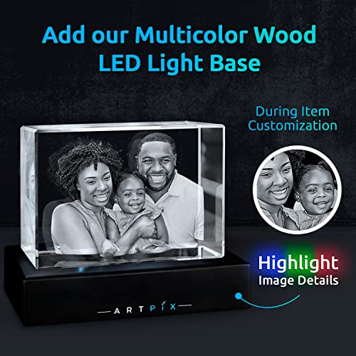 ArtPix 3D Crystal Photo, Personalized Gifts for Women, Wife, Mom, Her, Him, Men, Great Customized Gift With Your Own Photo - Anniversary, Wedding, Birthday - Custom Glass 3D Laser Etched Picture Frame - size: Large, style: Landscape