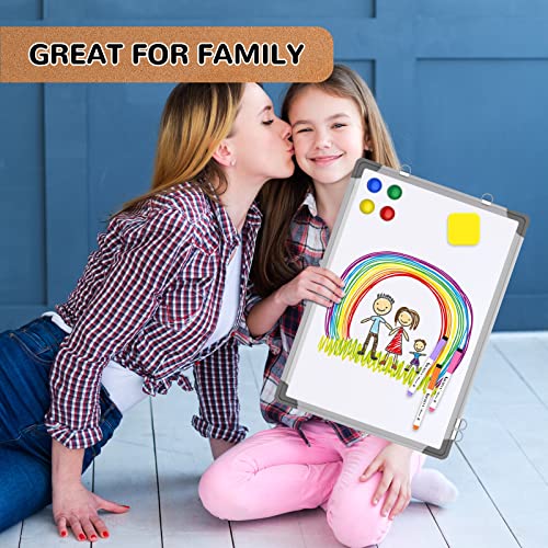 Monthly Calendar Whiteboard for Wall, 17x13 Inches Dry Erase Board with Cork Board Combo, Small Magnetic White Board, Double-Sided Hanging Portable Board for Office School Home Kitchen Planner Memo - style: Whiteboard 17x13 Silver