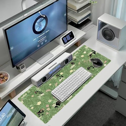 Gaming Mouse Pad XXL Extended Anime Mouse Pad 31.5x11.8 inch, Large Cute Kawaii Big Computer Mouse Mat Desk Pad with Non-Slip Rubber Base and Stitched Edge for Home Office-Cat in Grass - color: Cat in Grass, size: 31.5L x 11.8W inches