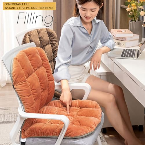 Desk Chair Cushion Non-Slip Rocking Seat Cushion Office Chair Pad Dorm Seat Cushion with High Back Support Soft Seat Pad with Ties for Office Car Home Dining Room Kitchen - color: Wine Red