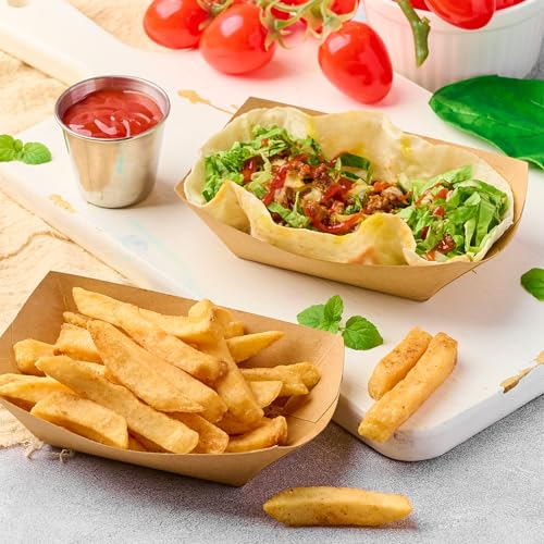 ZORRITA Small Paper Food Trays, 1/2 Lb, 120 Pack, Disposable | Mini Brown Paper Food Boats, Serving Baskets, For Party Nachos Fries Tacos Snacks Treats - size: 1/2 lb