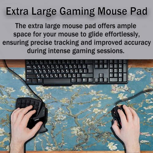 Almond Blossom Desk Mat Large Mouse Pad Vincent Van Gogh's Paint Full Extended Gaming Computer Keyboard Mousepad for Home,Office 35.4"X15.7" - color: Almond blossom