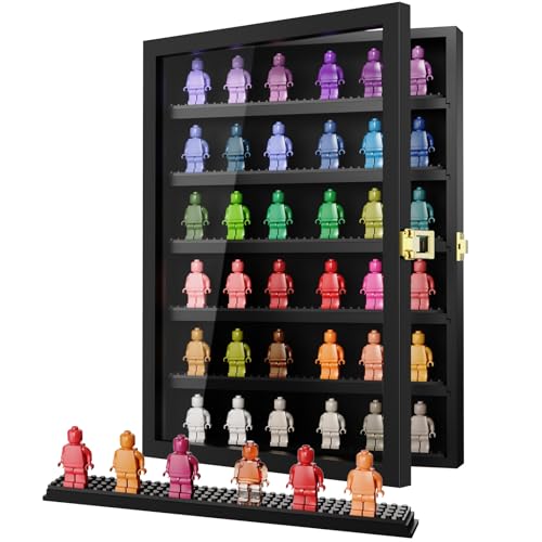 TJ.MOREE 6 Tier Minifigure Display Case for Collectibles, Mini Figure Display Case Wall Mount, 12.3 x 16.7 inches, Gift for Collectors, Black - color: Black-6-tier