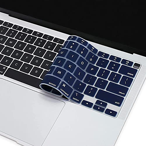 MOSISO Keyboard Cover Compatible with MacBook Air 13 inch 2022 2021 2020 Release A2337 M1 A2179 Retina Display with Touch ID Backlit Magic Keyboard, Waterproof Protective Silicone Skin, Navy Blue - color: Navy Blue