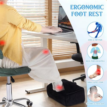Novabright Foot Rest Under Desk, 3 Height Adjustable Ergonomic Foot Stool with Gel Textured Top and Cozy Pocket, Non-Slip Foam Footrest for Office Home Car(15" X 9" X 17.7",Parallel,Black) - color: Black, size: 15" X 9" X 17.7", style: Parallel