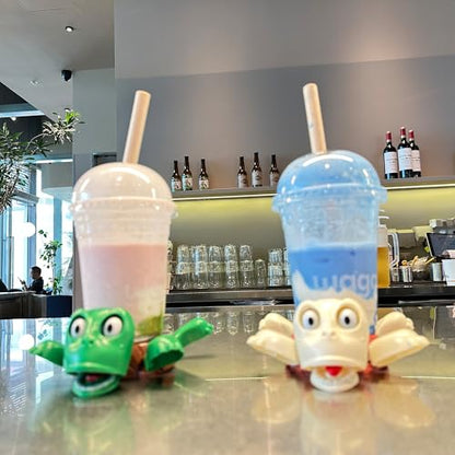 JOD® Turtle Coaster, 3D Printed Funny Tea Coasters with Interactive Expression, Turtle Cup Holder 2 PCs Cup Holder with Liftable Limbs & Expressive Face Tortoise Lover Gag Gifts(2pc-Green Pink) - color: 2pc-greenpink