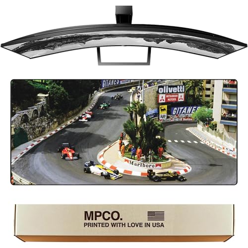 MPCO. Original Large Gaming Desk Mat – 36" x 17" Duraglyde Racing Series Monaco GP, 85 Full Desk Mouse Pad for Smooth Precision – Non-Slip, Washable Extra-Large PC Mouse Pad for Gaming Sessions - color: DuraGlyde Monaco GP, 85