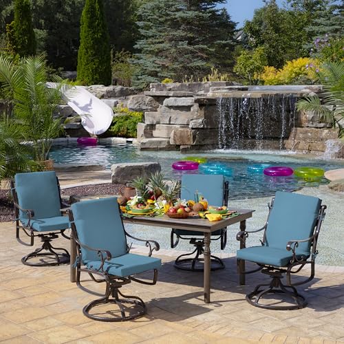 Arden Outdoor Midback Chair Cushion, 18 x 16.5, Rain-Proof, Fade Resistant French Blue Texture - color: French Blue Texture