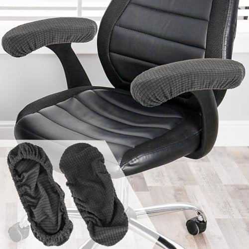 Kakalote Stretchable Office Chair Armrest Covers, 1Pairs Removable Arm Rest Slipcovers Elastic Arm Covers Protectors for Office, Desk, Gaming Chairs(Dark Grey-No Padding) - color: Dark Grey