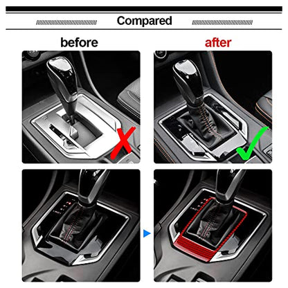 AIRSPEED Carbon Fiber Car Gear Shift Knob Panel Cover Center Console Sticker Interior Trim for Subaru Impreza 2017-2023 Crosstrek 2018-2023 Accessories (Red) - color: Center Panel Cover-Red