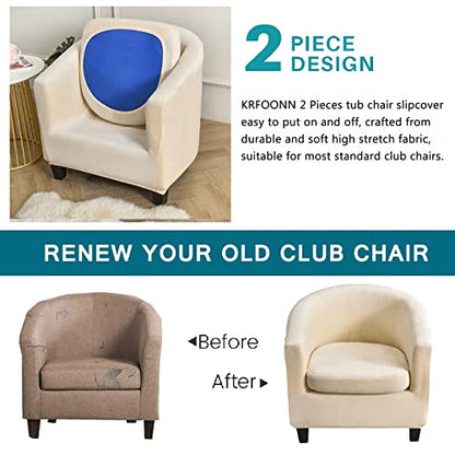 KRFOONN 2 Pieces Club Chair Slipcover Printed Stretch Tub Chair Slipcover Armchair Covers Sofa Cover Removable Round Barrel Chair Covers Couch Furniture Protector Cover for Living Room, A26 - color: Colora26