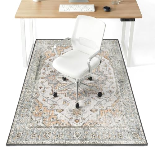 36" x 48" Office Chair Mat for Hardwood & Tile Floors, Desk Chair Mat Under Desk Floor Protector for Rolling Computer Chairs, Non-Slip Low Pile Area Rug for Home Office(Grey) - color: Grey, size: 36" x 48"