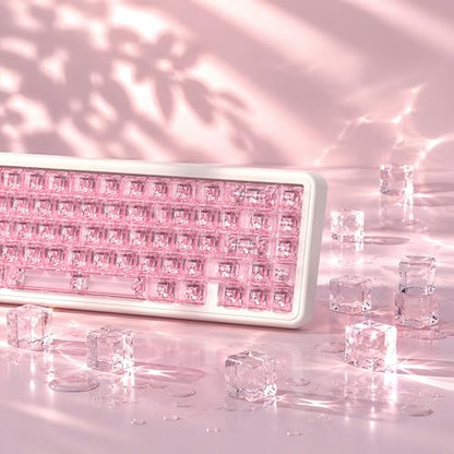 dagaladoo Clear keycaps,Transparent Keyboard keycaps,Jelly Key caps Set,Shine Through keycap，MDA Profile Keyboard caps for Mx Switches Mechanical Keyboard(Pink) - color: Pink