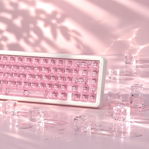 dagaladoo Clear keycaps,Transparent Keyboard keycaps,Jelly Key caps Set,Shine Through keycap，MDA Profile Keyboard caps for Mx Switches Mechanical Keyboard(Pink) - color: Pink