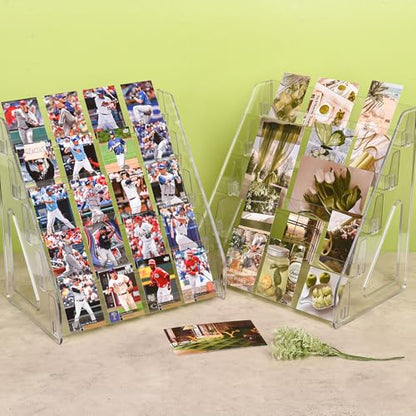 CELSOL Elevated 5 Tier Clear Acrylic Card Display Stand for Trading Cards, Sports Cards, Greeting Cards, Stickers – Slanted Holder for PSA Slabs, Vendors, Collectors & Retail (5 Tier 1 Pack)