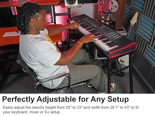 Rockville PKS35 Adjustable Platform Keyboard Stand, Steel, Foam Pads, Precise Adjustments, Folds Flat, Swivel Feet, Perfect for Performers, Live Music