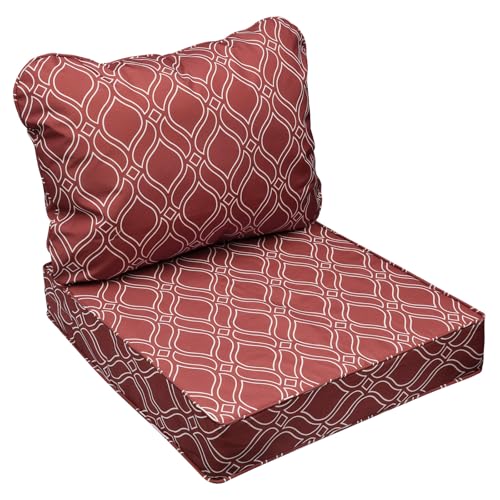 AAAAAcessories Outdoor Seat Cushions for Chairs, Fade-Resistant, Waterproof Patio Furniture Replacement Cushions, 23.5" x 25.5" x 5" + 23.5" x 19", Clay Red Vine Trellis - color: Clay Red Vine Trellis, size: 23.5"x25.5"x5" / 23.5"x19"