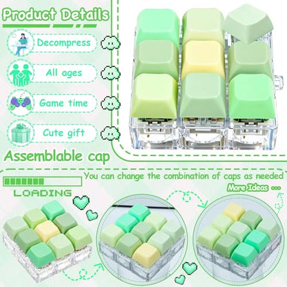 Keyboard Fidget Toy, Keyboard Keychain Fidget Toys, 9-in-1 Clicker Fidget Toy, Stress Relief Desk Decompression Button, Anxiety Relief Valentine's Day Gifts (5 Color-Mix Green Yellow) - color: 5 Color-mix Green Yellow