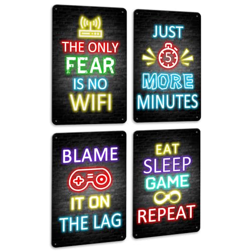 KUVIOKE Video Gamer Room Metal Sign Decor for Teen Boys Gaming Wall Art Gamer Neon Sign Teenage Bedroom Decor Ready to Hang 12x8in - color: WIFI