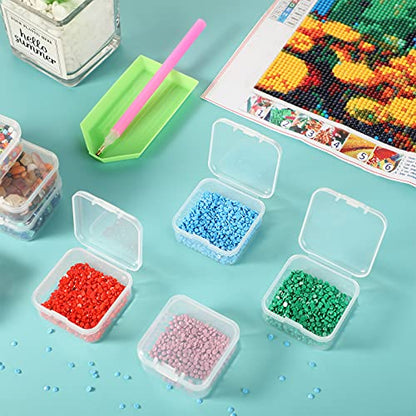 SATINIOR 24 Packs Small Clear Plastic Beads Storage Containers Box with Hinged Lid for Storage of Small Items, Crafts, Jewelry, Hardware(1.7 x 1.7 x 0.8 Inches) - size: 1.7 x 1.7 x 0.8 in