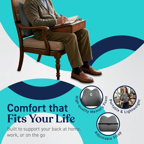 Cubii Cushii V2 Back Support Cushion for Back and Lower Back Pain Relief Universal Fit for Desk, Office, Kitchen Chairs, Couch Cushions with Advanced Lumbar Support - size: 17 Inches