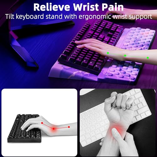 Ospelelf Computer Keyboard Stand Tilt with Wrist Rest, Comfy Ergonomic Keyboard Riser Holder for Desktop - color: Multicolor