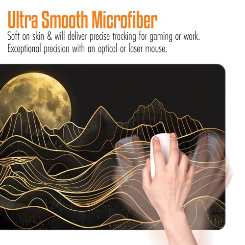 VNDL Large Japanese Gaming Mouse Pad, Black and Gold, Premium Non-Slip Anime Desk Pad for Office, Extended XL XXL Mouse Mat and Laptop Pad, Waterproof and Stiched Edges 31.5 x 15.7 in (topo1) - color: topo1