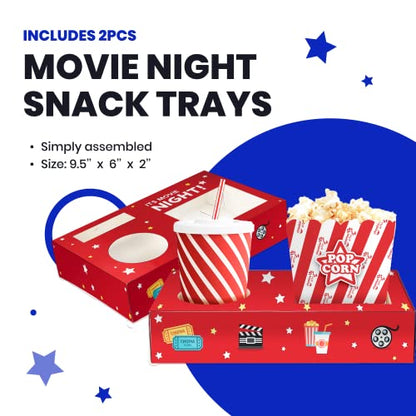 Movie Night Basket Gift Set – with Candy Variety Pack, Movie Trays, Movie Snacks & Popcorn Set – Gift Baskets For Families by Cheshire Gifts