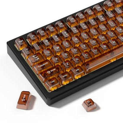 dagaladoo Clear keycaps,Transparent Keyboard keycaps,Jelly Key caps Set,Shine Through keycap，MDA Profile Keyboard caps for Mx Switches Mechanical Keyboard(Brown) - color: Brown