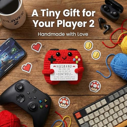 Handcrafted Crochet Game Controller Gift, Unique Husband Birthday Present, Custom for Him, Thoughtful Gaming Plushie for Men - style: for Husband