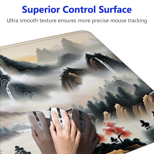 Large Gaming Mouse pad,Chinese Sun Mountain Tower Garden Fashion Anti Slip Rubber Base Mouse pad, Suitable for Computer, Laptop, Office Desk Accessories - color: Chinese Sun Mountain Tower Garden Fashion