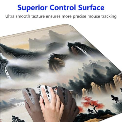 Large Gaming Mouse pad,Chinese Sun Mountain Tower Garden Fashion Anti Slip Rubber Base Mouse pad, Suitable for Computer, Laptop, Office Desk Accessories - color: Chinese Sun Mountain Tower Garden Fashion