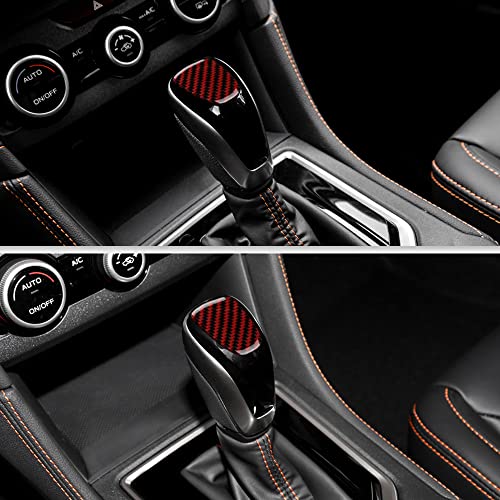 AIRSPEED Car Gear Shift Knob Head Cover Sticker Carbon Fiber Interior Trim for Subaru Impreza 2017-2023 Crosstrek 2018-2023 Accessories (Black with Red) - color: Knob Head Cover-Black with Red