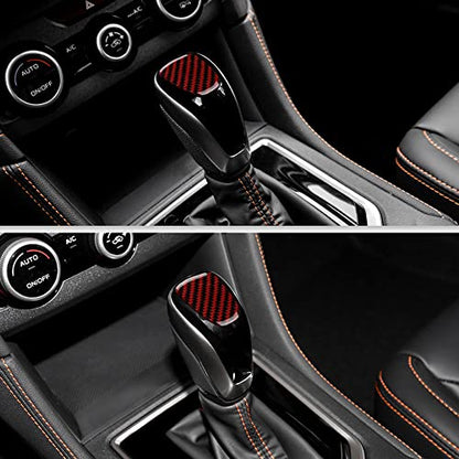 AIRSPEED Car Gear Shift Knob Head Cover Sticker Carbon Fiber Interior Trim for Subaru Impreza 2017-2023 Crosstrek 2018-2023 Accessories (Black with Red) - color: Knob Head Cover-Black with Red