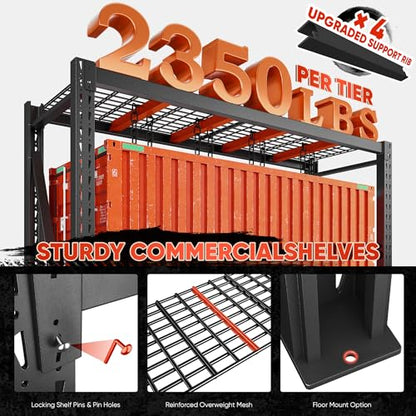 Bepatio 9400LBS Garage Shelving Heavy Duty,68'W Storage Shelves,Large Industrial Metal Shelving,4Tier Shelving Unit,Adjustable Rack Shelf for Basement Warehouse Commercial School,23.7'Dx72'H,Black - size: 68"W x 23.7"D x 72"H, 4-Tier