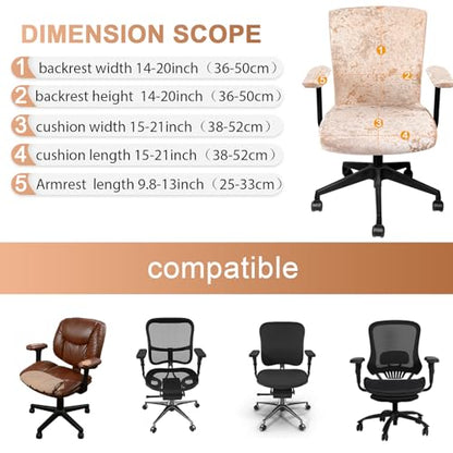 Tallew 4 Pcs Office Chair Covers Set Computer Universal Protective Stretchable Chair Seat Covers Desk Armrest Slipcovers Pads Office Cushion Backrest for Rotating(Gold) - color: Gold