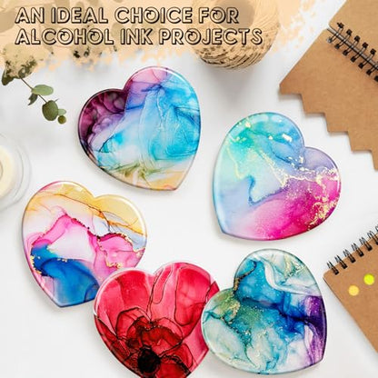 24 Pieces Sublimation Coasters, GOH DODD Glossy Ceramic Tiles Glazed Blanks with Cork for Valentine‘s Day DIY Alcohol Ink Heat Transfer Painting Housewarming Gifts Wedding Arts Crafts, Heart, 4 Inch - size: 4 Inch-24 Pieces-Heart