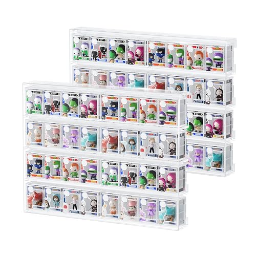WINKINE Acrylic Display Bitty Protector Case Compatible with Funko Bitty Pop, Clear 32 Slots Figure Display Shelf for Countertop & Wall-mount, Mini Collection Case, Figure Holder Stand, 2 Pack(Clear)